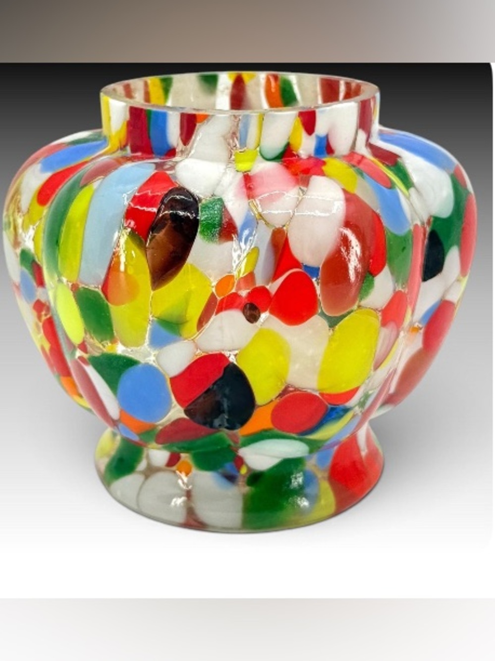 Confetti Art Glass Bulbous Vase 3.75”
